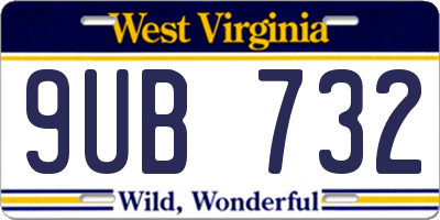 WV license plate 9UB732