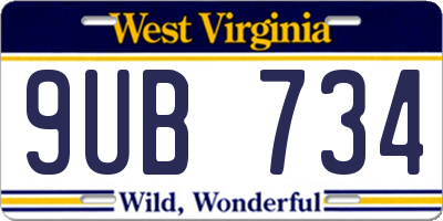WV license plate 9UB734