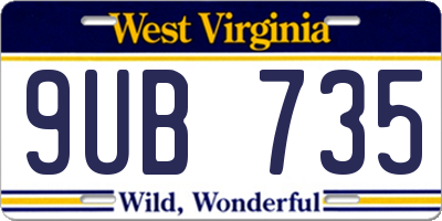 WV license plate 9UB735