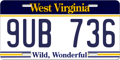 WV license plate 9UB736