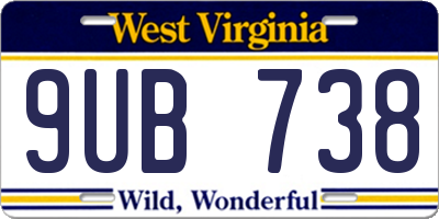 WV license plate 9UB738