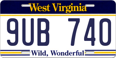 WV license plate 9UB740