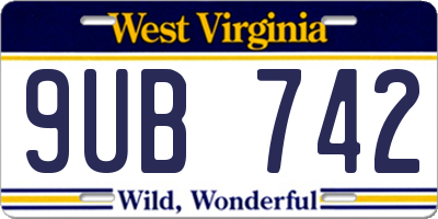 WV license plate 9UB742