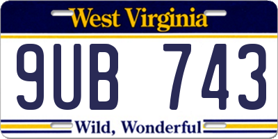 WV license plate 9UB743