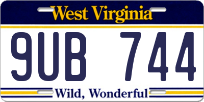 WV license plate 9UB744
