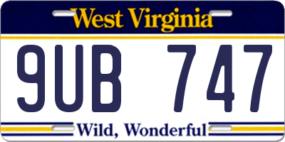 WV license plate 9UB747