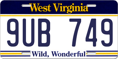 WV license plate 9UB749