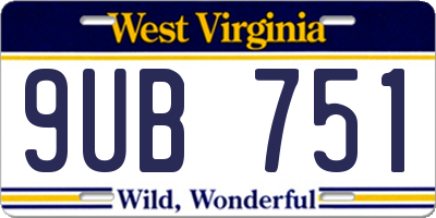 WV license plate 9UB751