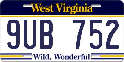 WV license plate 9UB752