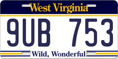 WV license plate 9UB753