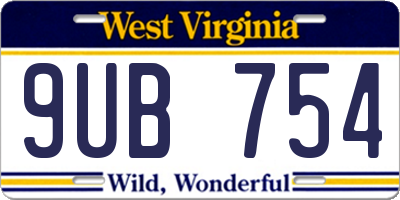 WV license plate 9UB754