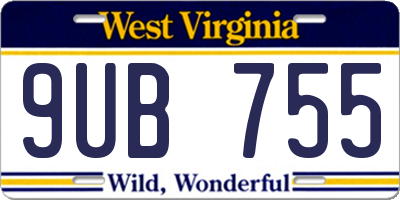 WV license plate 9UB755