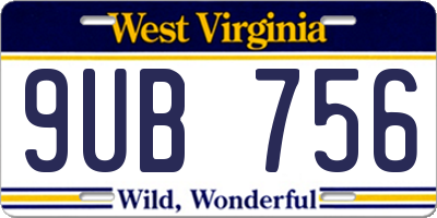 WV license plate 9UB756