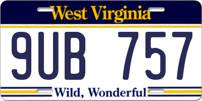 WV license plate 9UB757