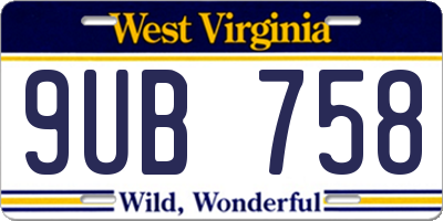 WV license plate 9UB758