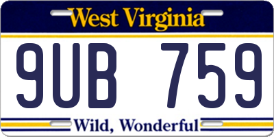 WV license plate 9UB759
