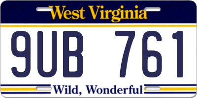 WV license plate 9UB761