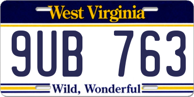 WV license plate 9UB763