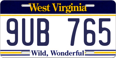WV license plate 9UB765