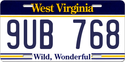 WV license plate 9UB768