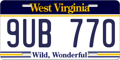 WV license plate 9UB770