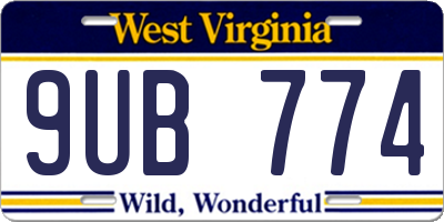 WV license plate 9UB774