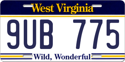 WV license plate 9UB775