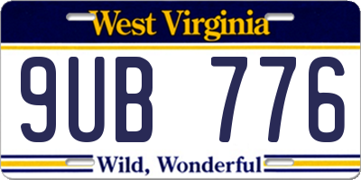 WV license plate 9UB776