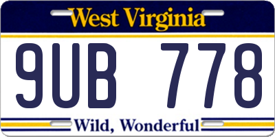WV license plate 9UB778