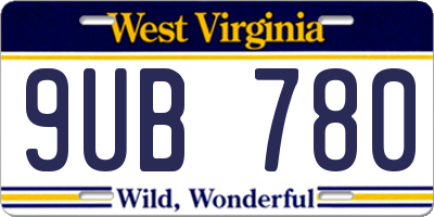 WV license plate 9UB780