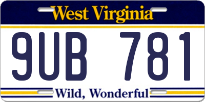 WV license plate 9UB781