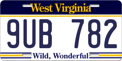 WV license plate 9UB782
