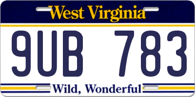 WV license plate 9UB783