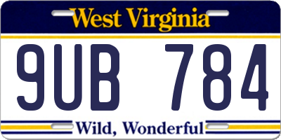 WV license plate 9UB784