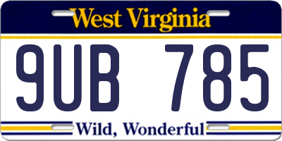 WV license plate 9UB785