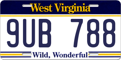WV license plate 9UB788