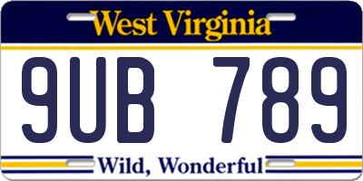 WV license plate 9UB789