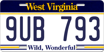 WV license plate 9UB793