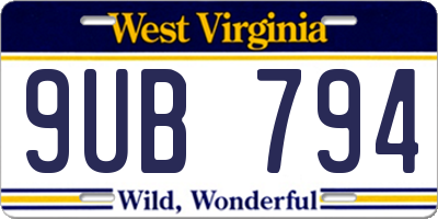 WV license plate 9UB794