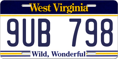 WV license plate 9UB798