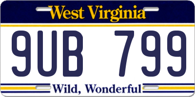 WV license plate 9UB799