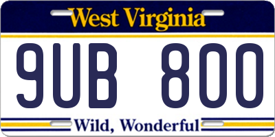 WV license plate 9UB800