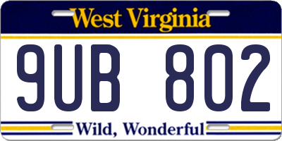 WV license plate 9UB802