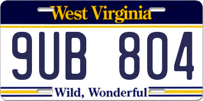 WV license plate 9UB804
