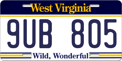 WV license plate 9UB805