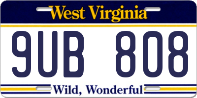 WV license plate 9UB808
