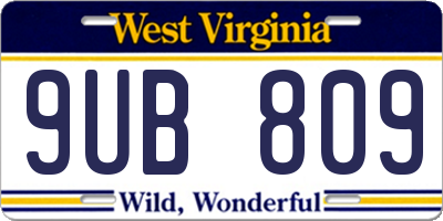 WV license plate 9UB809