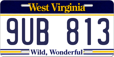 WV license plate 9UB813
