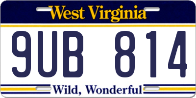 WV license plate 9UB814