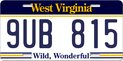 WV license plate 9UB815